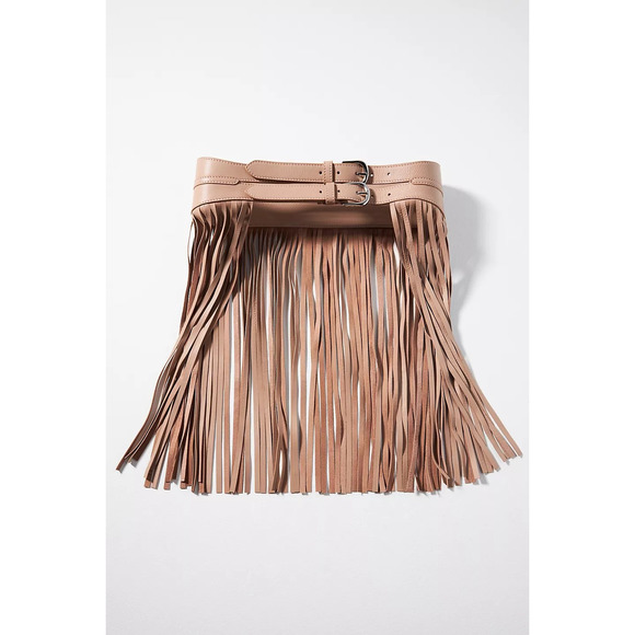 Anthropologie Accessories - New Anthropologie Fringed Double-Buckle Belt $120 SMALL Light Brown